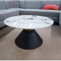 Стол журнальный HALMAR Goretti (Горетти) белый мрамор/черный купить в Минске