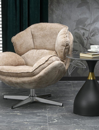 Кресло Halmar GUIDO (Гуидо) ткань бежевый/хром купить в Минске