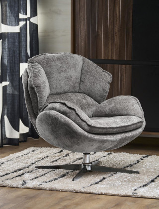 Кресло Halmar GUIDO (Гуидо) ткань серый/хром купить в Минске