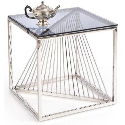 Стол журнальный HALMAR INFINITY KWADRAT дымчатый/хром купить в Минске