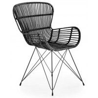 Стул HALMAR K335 ротанг черный/черный Стул HALMAR K335 ротанг черный/черный