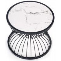 Стол журнальный HALMAR KIM белый мрамор/черный купить в Минске