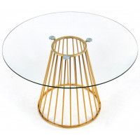 Стол обеденный Halmar Liverpool (Ливерпуль) 120*120 прозрачный/золотой купить в Минске