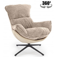 Кресло Halmar LOBSTER (Лобстер) ткань/экокожа бежевый/черный