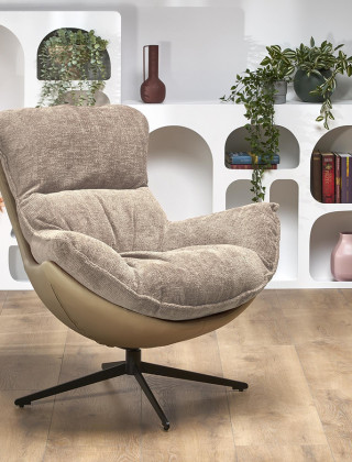 Кресло Halmar LOBSTER (Лобстер) ткань/экокожа бежевый/черный купить в Минске