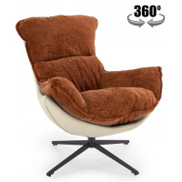 Кресло Halmar LOBSTER (Лобстер) ткань/экокожа корица/черный