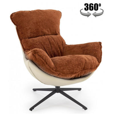 Кресло Halmar LOBSTER (Лобстер) ткань/экокожа корица/черный купить в Минске