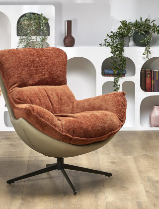 Кресло Halmar LOBSTER (Лобстер) ткань/экокожа корица/черный купить в Минске