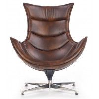 Кресло Halmar LUXOR (Люксор) темно-коричневый/хром купить в Минске