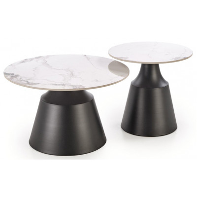 Комплект HALMAR MAGNETA (2 стола журнальных) белый мрамор/черный купить в Минске