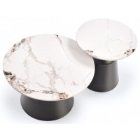 Комплект HALMAR MAGNETA (2 стола журнальных) белый мрамор/черный купить в Минске