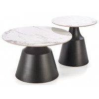 Комплект HALMAR MAGNETA (2 стола журнальных) белый мрамор/черный купить в Минске