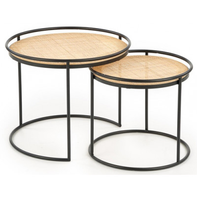 Комплект HALMAR MANADO (2 стола журнальных) натуральный/черный купить в Минске