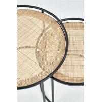 Комплект HALMAR MANADO (2 стола журнальных) натуральный/черный купить в Минске Комплект HALMAR MANADO (2 стола журнальных) натуральный/черный купить в Минске