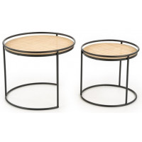 Комплект HALMAR MANADO (2 стола журнальных) натуральный/черный купить в Минске Комплект HALMAR MANADO (2 стола журнальных) натуральный/черный купить в Минске