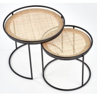 Комплект HALMAR MANADO (2 стола журнальных) натуральный/черный купить в Минске Комплект HALMAR MANADO (2 стола журнальных) натуральный/черный купить в Минске