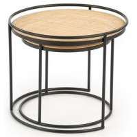 Комплект HALMAR MANADO (2 стола журнальных) натуральный/черный купить в Минске Комплект HALMAR MANADO (2 стола журнальных) натуральный/черный купить в Минске