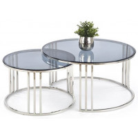 Комплект HALMAR MERCURY 2 (2 стола журнальных) белый мрамор/серебристый