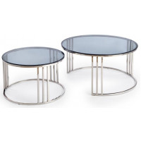 Комплект HALMAR MERCURY (2 стола журнальных) дымчатый/хром купить в Минске Комплект HALMAR MERCURY (2 стола журнальных) дымчатый/хром купить в Минске
