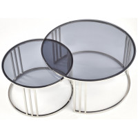 Комплект HALMAR MERCURY (2 стола журнальных) дымчатый/хром купить в Минске Комплект HALMAR MERCURY (2 стола журнальных) дымчатый/хром купить в Минске