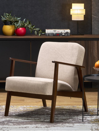 Кресло Halmar MILANO 1S tap. Castel 15 бежевый/орех купить в Минске