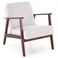 Кресло Halmar MILANO 1S tap. Castel 04 светло-бежевый/орех