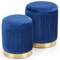 Комплект HALMAR MONTY (2 пуфа) темно-синий/золотой купить в Минске
