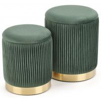 Комплект HALMAR MONTY (2 пуфа) темно-зеленый/золотой купить в Минске