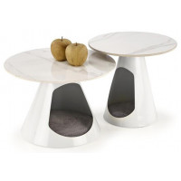 Комплект HALMAR OSARIO (Осарио) (2 стола журнальных) белый мрамор/белый купить в Минске Комплект HALMAR OSARIO (Осарио) (2 стола журнальных) белый мрамор/белый купить в Минске