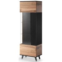 Шкаф-витрина Halmar Random W-1 дуб вотан/черный купить в Минске