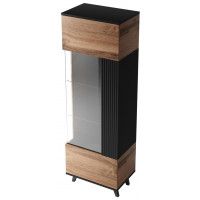 Шкаф-витрина Halmar Random W-1 дуб вотан/черный купить в Минске