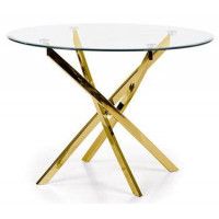 Стол обеденный Halmar Raymond (Реймонд) 100*100 прозрачный/золотой купить в Минске Стол обеденный Halmar Raymond (Реймонд) 100*100 прозрачный/золотой купить в Минске