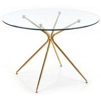 Стол обеденный Halmar Rondo (Рондо) 110*110 прозрачный/золотой