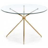 Стол обеденный Halmar Rondo (Рондо) 110*110 прозрачный/золотой купить в Минске