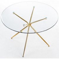 Стол обеденный Halmar Rondo (Рондо) 110*110 прозрачный/золотой купить в Минске