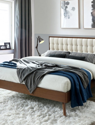 Кровать HALMAR SOLOMO 160*200 бежевый/орех купить в Минске