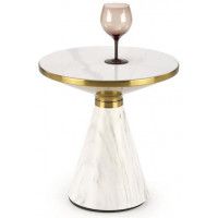 Стол журнальный HALMAR TALBI белый мрамор/белый/золотой Стол журнальный HALMAR TALBI белый мрамор/белый/золотой