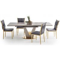Стол обеденный Halmar Valentino (Валентино) (160-220)*90 светло-серый/золотой купить в Минске Стол обеденный Halmar Valentino (Валентино) (160-220)*90 светло-серый/золотой купить в Минске