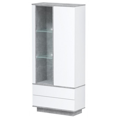 Шкаф Интерлиния Quartz QZ-ШК1 90*39,6*200 (с подсветкой) белый платинум / бетон купить в Минске