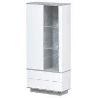 Шкаф Интерлиния Quartz QZ-ШК1 90*39,6*200 (с подсветкой) белый платинум / бетон купить в Минске