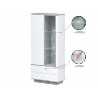 Шкаф Интерлиния Quartz QZ-ШК1 90*39,6*200 (с подсветкой) белый платинум / бетон купить в Минске