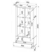 Шкаф Интерлиния Quartz QZ-ШК1 90*39,6*200 (с подсветкой) белый платинум / бетон купить в Минске
