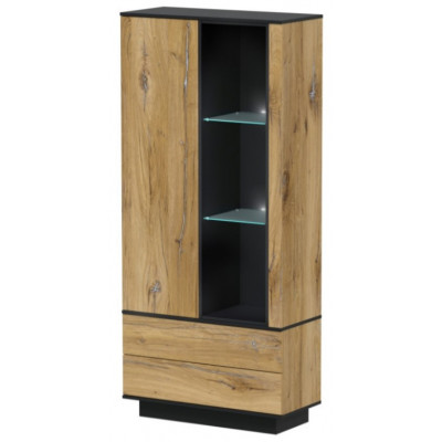 Шкаф Интерлиния Quartz QZ-ШК1 90*39,6*200 (с подсветкой) дуб нокс/черный купить в Минске