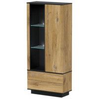 Шкаф Интерлиния Quartz QZ-ШК1 90*39,6*200 (с подсветкой) дуб нокс/черный купить в Минске