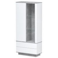 Шкаф Интерлиния Quartz QZ-ШК1 90*39,6*200 белый платинум / бетон