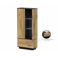 Шкаф Интерлиния Quartz QZ-ШК1 90*39,6*200 дуб нокс/черный купить в Минске