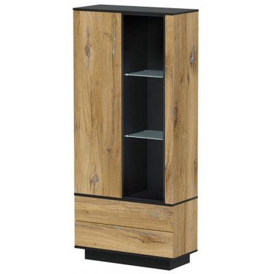 Шкаф Интерлиния Quartz QZ-ШК1 90*39,6*200 дуб нокс/черный купить в Минске