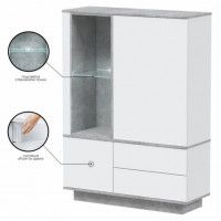 Шкаф Интерлиния Quartz QZ-ШК2 110*39,6*54,1 (с подсветкой) белый платинум / бетон купить в Минске