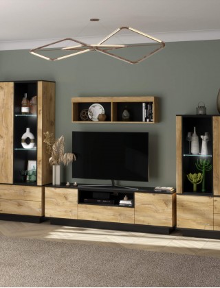 Шкаф Интерлиния Quartz QZ-ШК2 110*39,6*54,1 (с подсветкой) дуб нокс/черный купить в Минске