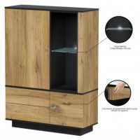 Шкаф Интерлиния Quartz QZ-ШК2 110*39,6*54,1 (с подсветкой) дуб нокс/черный купить в Минске